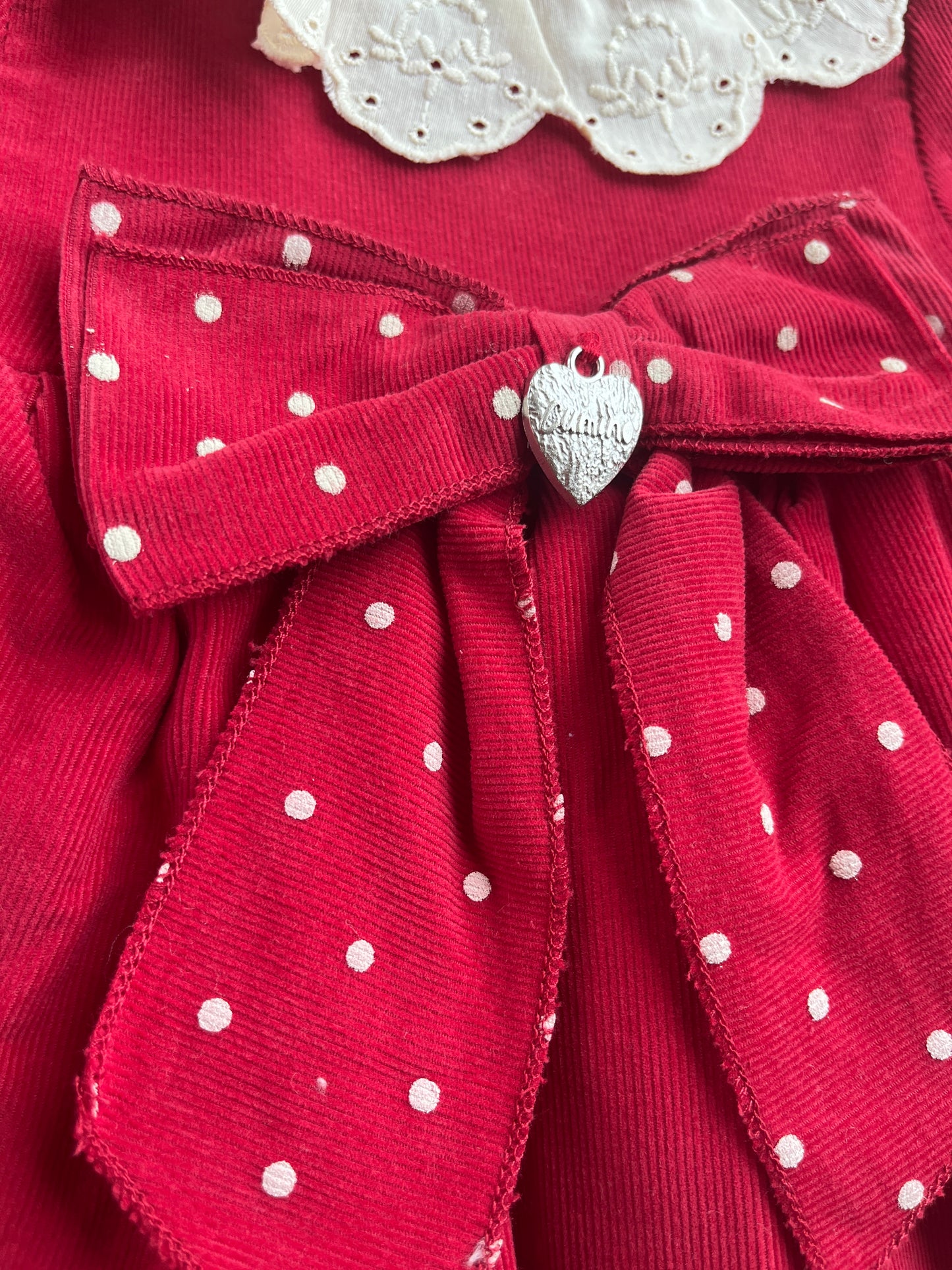 Червена рокля за момиченце с панделка - 100% памук