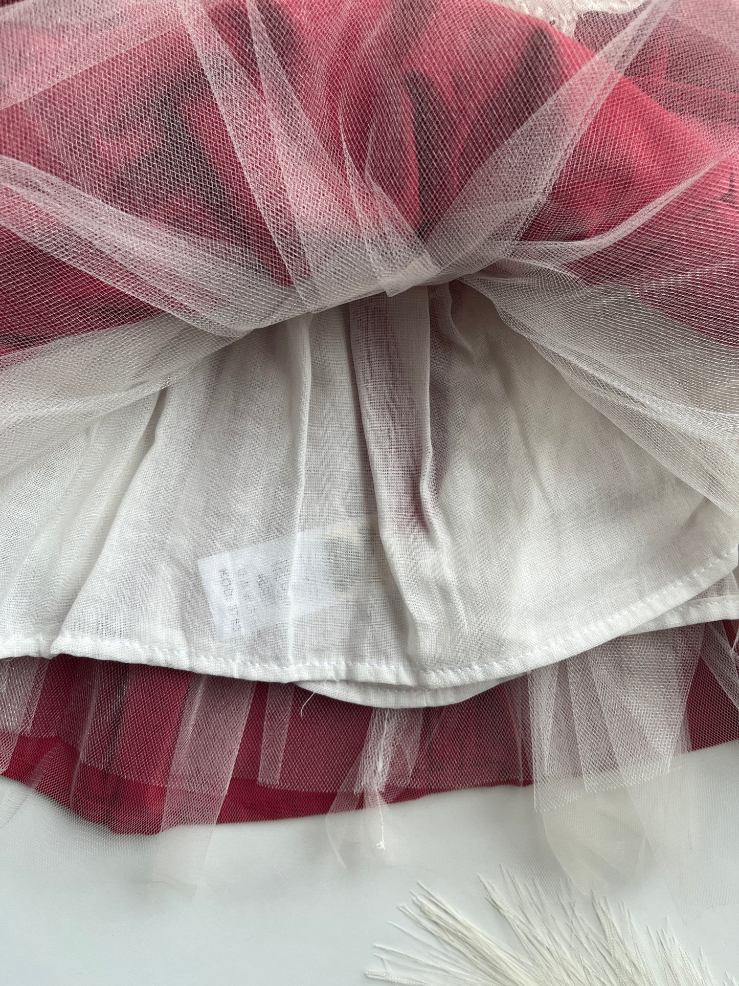 Червена рокля за момиченце с панделка - 100% памук